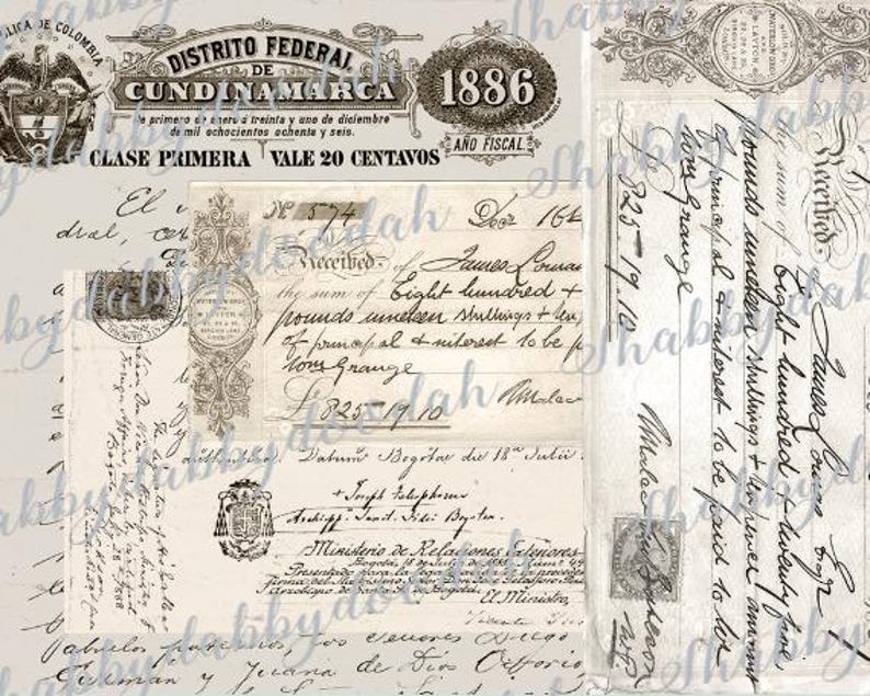 Peut inclure: Un document vintage avec du texte manuscrit &agrave; l'encre noire sur un fond de papier cr&egrave;me. Le document est intitul&eacute; "Distrito Federal de Cundinamarca" et comprend l'ann&eacute;e "1886". Le texte comprend les mots "Clase Primera Vale 20 Centavos" et "Ano Fiscal".