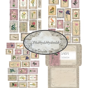 COLEÇÃO DE CURADORES BOTANICAL - 4 Pg Inc Pasta de arquivo de armazenamento Vintage Butterfly Theme Journaling Cards Junk Journal Printable - Card Making