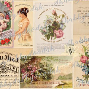 25 sidor VIKTOIRIANSKA annonser BROWN COLLECTION Bakgrundspapper Digitala sidor med viktorianskt tema Journalkort Skräppostdagbok Utskrivbar