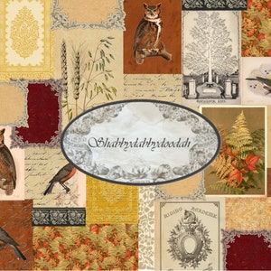 14 pg FABULOSO OTOÑO Vintage Otoño Temático Collage Digital Impresión Fondo Páginas Diario Basura Diario Imprimible Tarjeta Haciendo Temporada