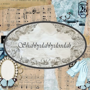 11 pagine x Etichette GUILDED BLUES + Pagine di sfondo Collage stampabile di carta indesiderata vintage - Carta di riviste Digi