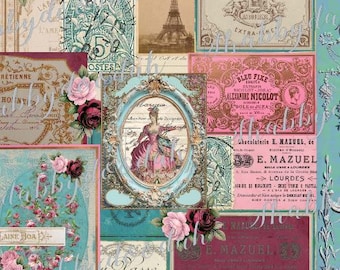 Mademoiselle FRENCH Paris Themed Kit Beautiful Background Pages Themed Digital Print Natural Pink Journaling Cards Junk Journal Printable