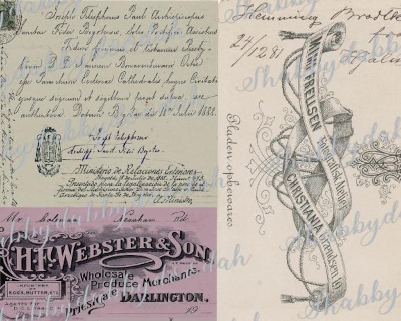 Peut inclure: Une carte postale vintage avec une illustration en noir et blanc d'une banni&egrave;re avec le texte "Frellsen Fotografisk Atelier Christiania Gr&aelig;ndsen 10" et le texte "Pladen opbevares." La carte postale comprend &eacute;galement une note manuscrite avec la date "24/12 81".