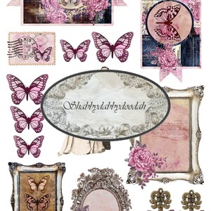 7 Pg SAVILLE ROW rijk gekleurde Vitage Fussy Cuts Journaling Cards Junk Journal Printable - Card Making Ephemera Labels Tags Complete Set