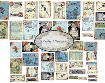 Vintage VICTORIAN Floral TRADECARDS ADVERTS Themed Fussy Cuts Journaling Cards Junk Journal Printable - Card Making Ephemera Labels Tags