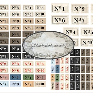 NUMBER Tabs - Ticket Ephemera Vintage Schriftart Junk Journal Themen Worte & Sätze Digital druckbare Ephemera Sprüche Tickets Ephemera