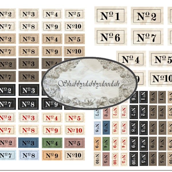 NUMBER Tabs - Ticket Ephemera Vintage Font Junk Journal Themed Words & Phrases Digital Printable ephemera Sayings Tickets Ephemera