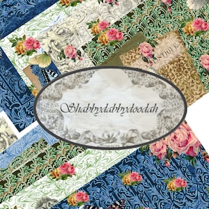 11 x Strony tła DOM MOTYLI Vintage MOTYLE Róże Papier do scrapbookingu Dziennik śmieci Wydrukuj kolaż - Dzienniki Karta Digi