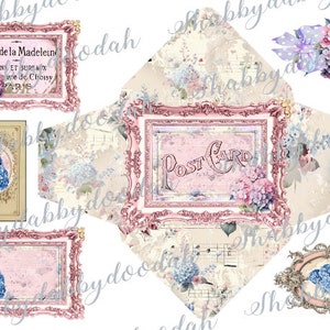 12 Page HYDRANGEA  Lilac Pink Vintage Themed Die Cuts Floral Digital Printable ephemera Ephemera Junk Journal