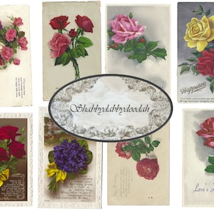 2 Pg Vintage Cartoline postali floreali di dimensioni più grandi Diario Carte Journaling Junk Journal stampabile - Creazione di carte Ephemera Etichette Set completo