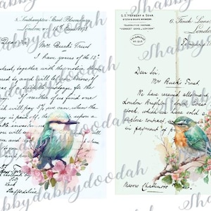 11 Seiten echte VINTAGE VOGEL Briefe & Umschläge Journaling Karten Junk-Journal zum Ausdrucken - Journale Sammelalben Minialben Kartenherstellung