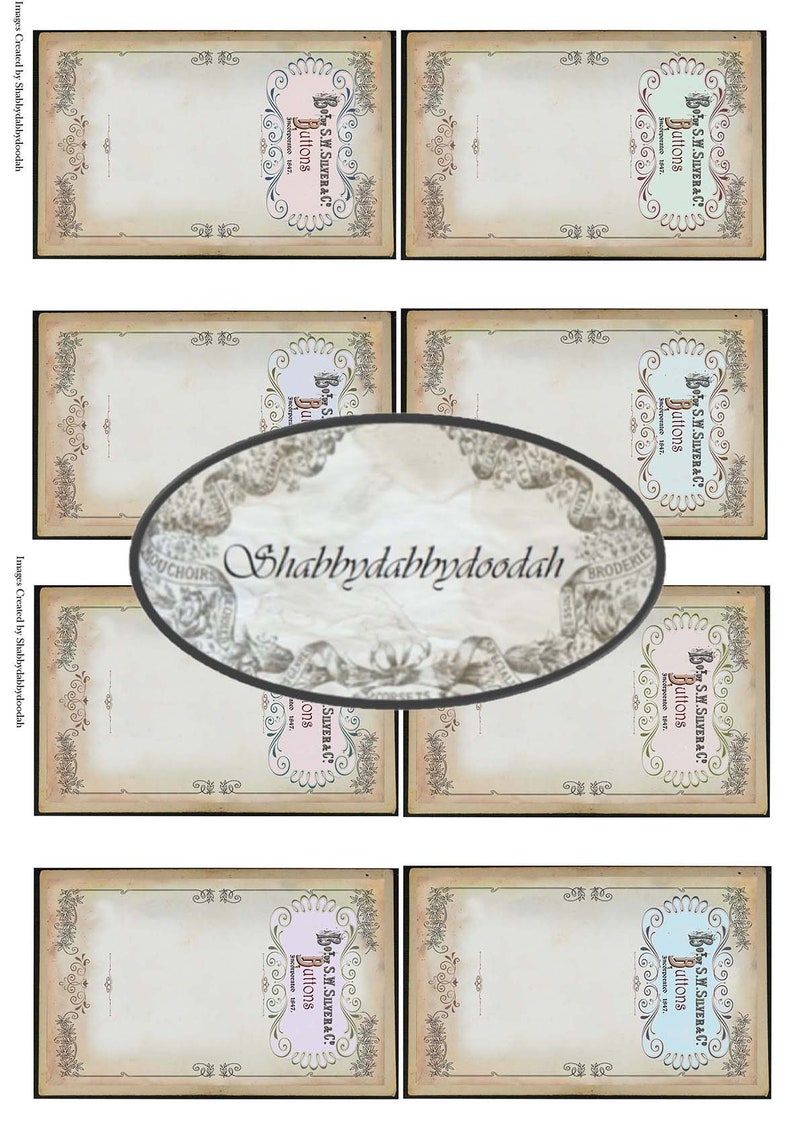 6 Pg BUTTON CARDS Plain & Decorated Vintage Journaling Karten Junk Journal Printable Kartenherstellung Ephemera Spaß Etiketten Tags Komplettset Bild 6