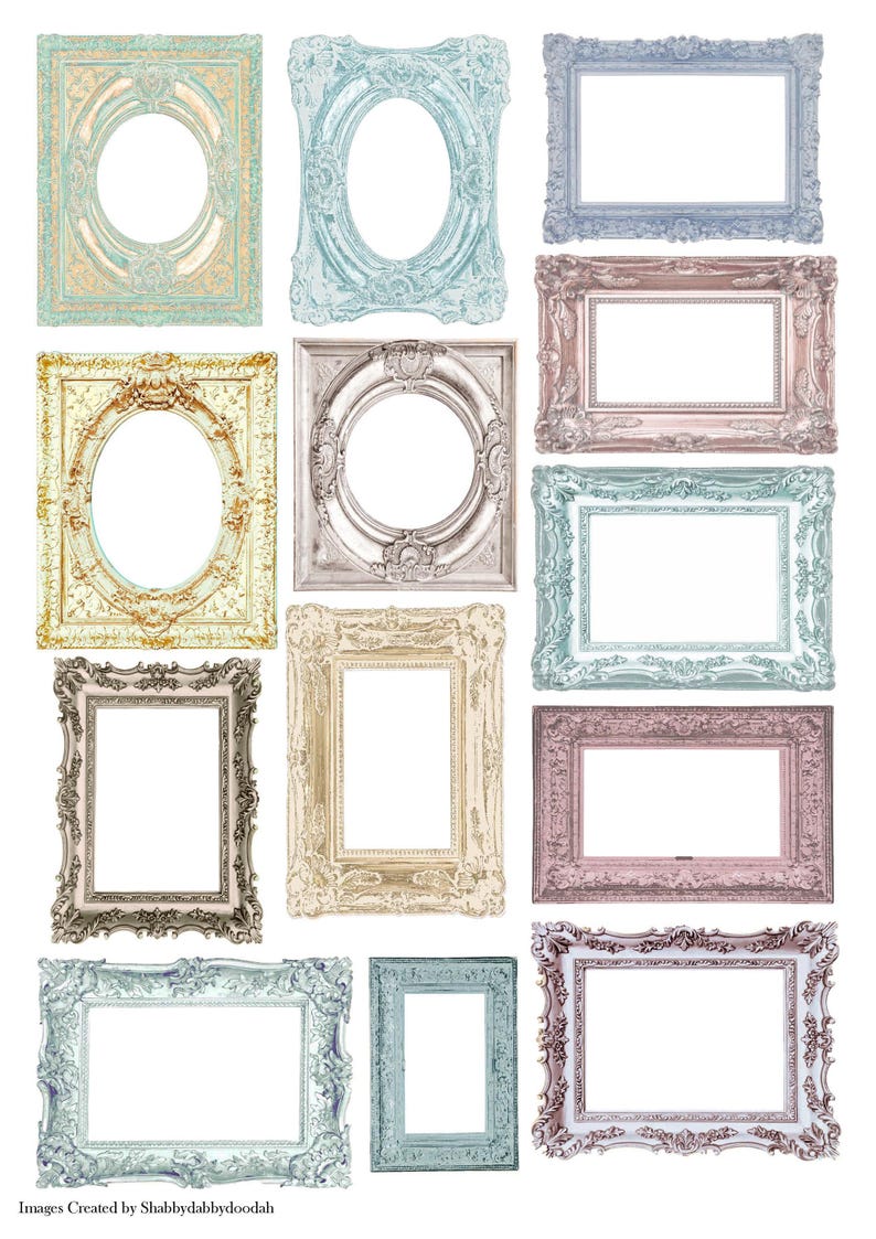Picture Frame Topper 8 Page SHABBY CHIC FRAMES Toppers Ephemera Pages Vintage Themed Die ...