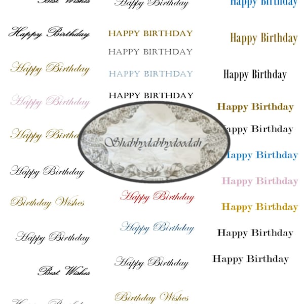 Card Making Happy Birthday & Other Sentiments Themed Set of Words Digital Printable Sayings