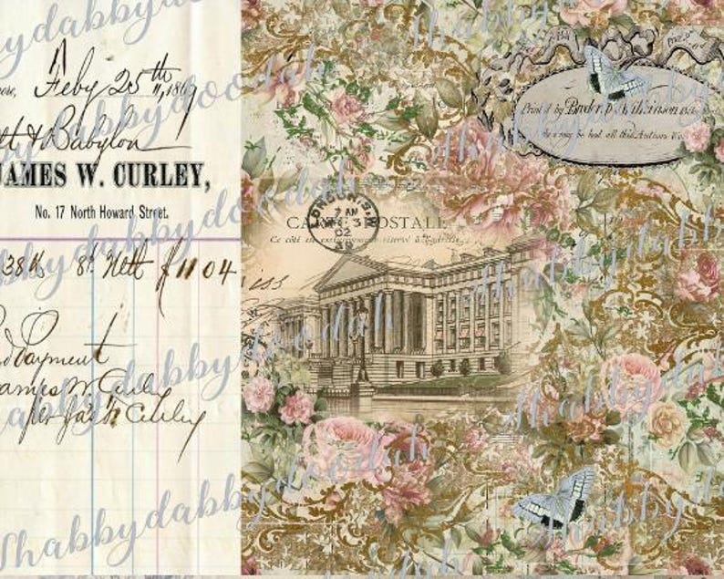 K&ouml;nnte beinhalten: Eine Vintage-Postkarte mit einem Geb&auml;ude mit S&auml;ulen und einem floralen Design. Die Postkarte hat einen Stempel mit dem Text "CARTE POSTALE" und der Text "Feby 25th 1899" ist auf der linken Seite des Bildes geschrieben.