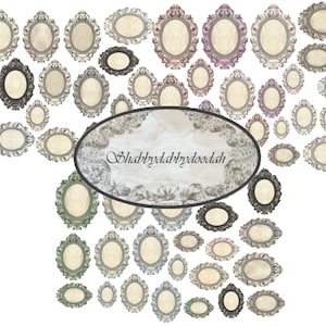 3 pg FANCY FRAMES Set 1 French Vintage Themed Fussy Cuts Set of Framed Embellishment Digital Printable Cameo ephemera Frames Ephemera