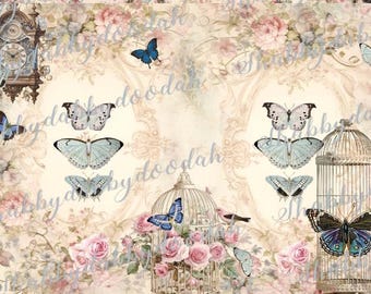 40 Seiten The Shabby Chic 3rd Edition Hintergrund Seiten Themed Digital Print Floral Pink Journaing Karten Junk Journal Printable Blau