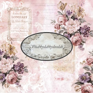 11 pg PARIS BOUQUET belle rose sur le thème impression numérique fond Pages Journaing cartes Junk Journal imprimable rose