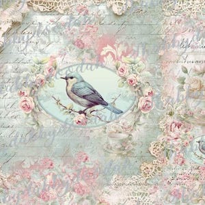 39 pg COLLEZIONE SHABBY CHIC 2a edizione Bellissime pagine di sfondo Stampa digitale a tema Floreale Rosa Diario spazzatura stampabile Rosa