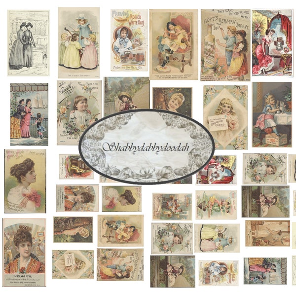 8 Pg VICTORIAN EPHEMERA PIECES Set 2 Vintage Ephemera  Stamps Postcards Tickets Tags Journaling Cards Junk Journal Printable Journals