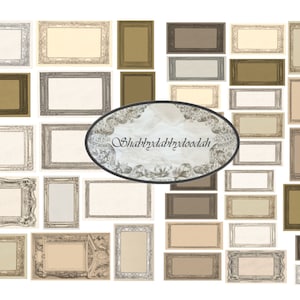 2 pg LOVELY LABELS BROWN Set French Vintage Themed Fussy Cuts Set of Framed Embellishment Digital Printable ephemera Frames Ephemera