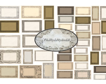 2 pg LOVELY LABELS MARRONE Set francese Vintage a tema Fussy Cuts Set di abbellimento incorniciato Cornici effimere stampabili digitali Ephemera