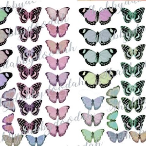 11 Pg LICHT VLINDERS Butterfly Fussy Cuts Journaling Cards Junk Journal Printable - Card Making Ephemera Labels Complete Set