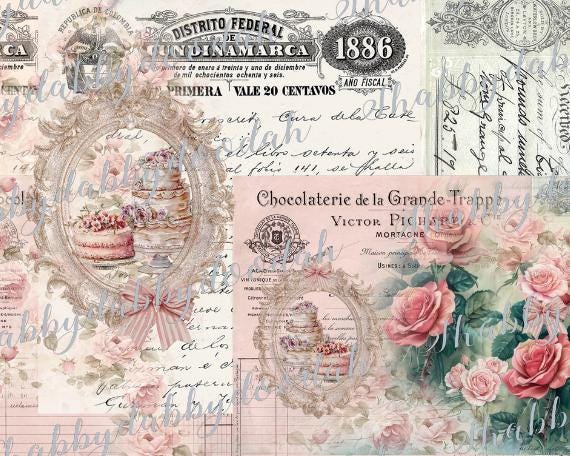 30 Pg Pink Blue Patisserie COLLECTION Beautiful Themed Digital