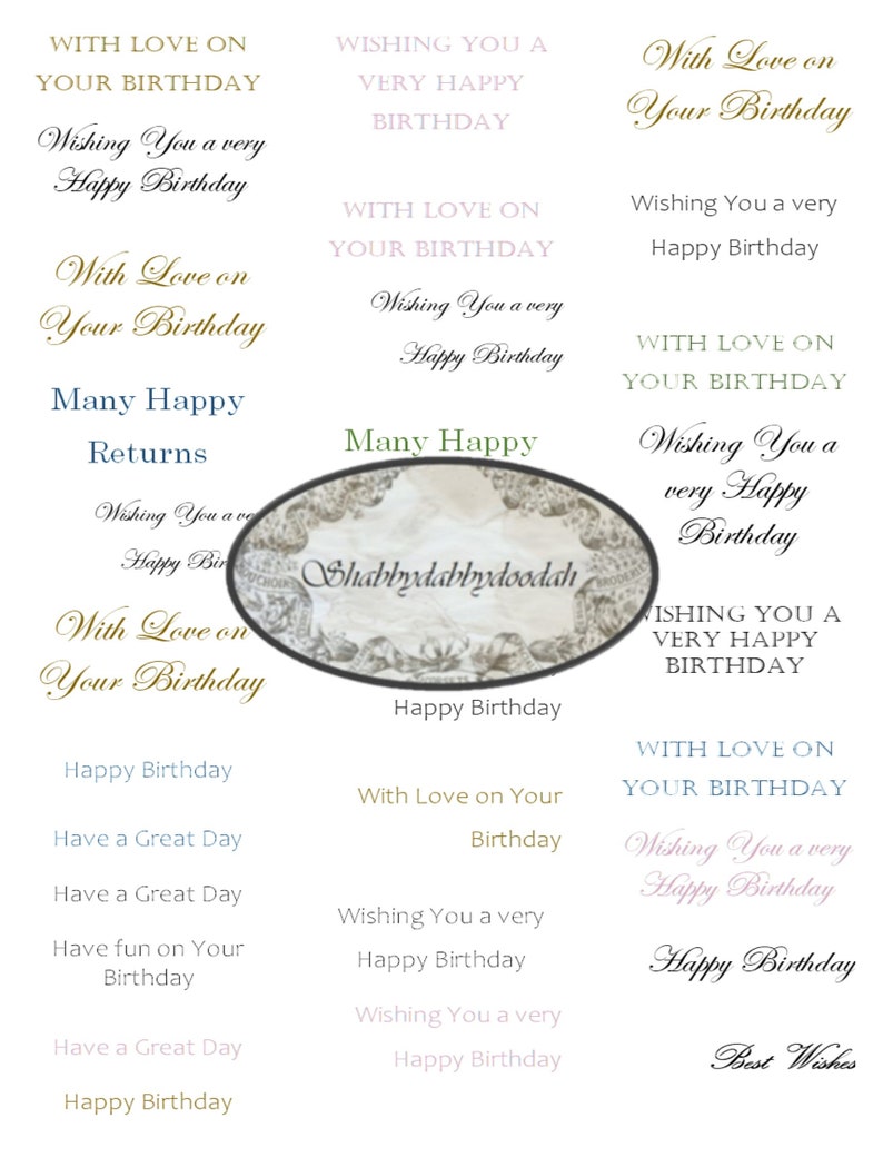 Card Making Happy Birthday & Other Sentiments Themed Set of Etsy