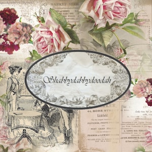 11 pg CENA EDWARDIAN Vintage Rosa Verde Floral Fondo Páginas Rosas Scrapbook Papel Junk Journal Imprimible - Diarios Tarjeta Haciendo Digi