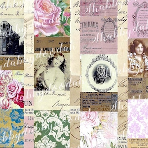 6 Page Framed VINTAGE EDGE SNIPPET Strips Die Cuts Embellishment Digital Printable ephemera paperwork Tickets Ephemera Antique Junk Journal