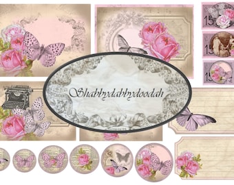 The Beauty Fair 25 page Junk Journal Printable Kit  Pink Vintage Images - complete Kit Scrapbooks Travellers Notebooks digital Cards Albums