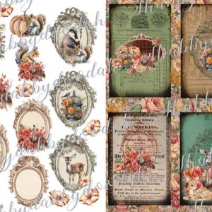10 Seiten AUTUMNS UPON US Herbst Themed Fussy Cuts Journaling Karten Junk Journal Printable - Kartenherstellung Ephemera Spaß Etiketten Tags Komplettset