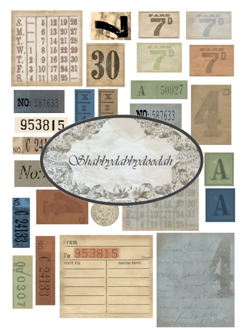 Ephemera Extras Grungy NUMBER Tabs Ticket Ephemera Vintage Etsy UK