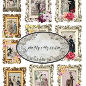 6 Pg PAVILHÃO ROSA Vintage Lady Floral Rosa Temático Cortes exigentes Cartões de diário para impressão - Conjunto completo de etiquetas efêmeras