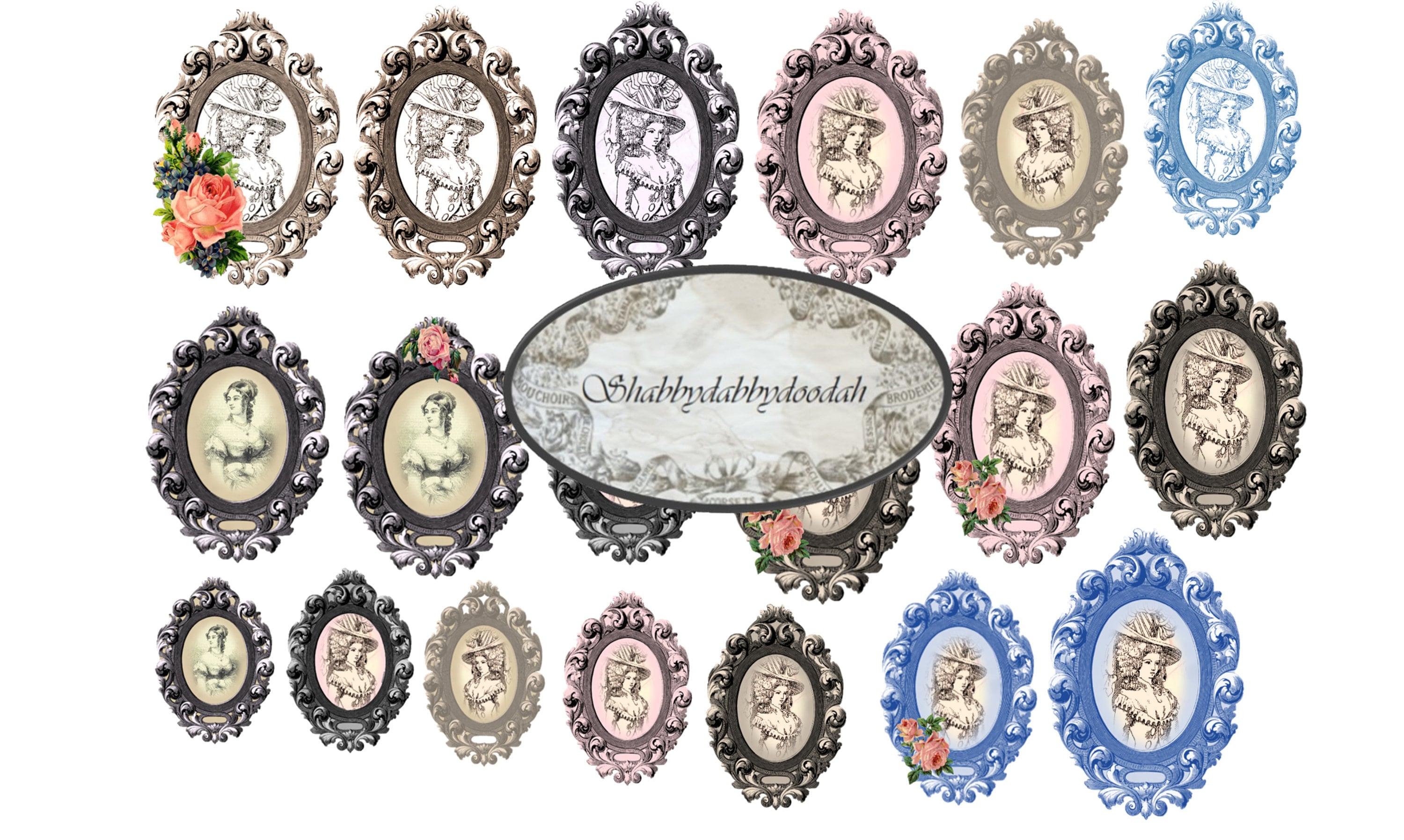 40 X Lady Lockets Vintage Themed Fussy Cuts Set of Framed Etsy