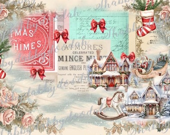 NUTCRACKER VALLEY CHRISTMAS 33 Pg Vintage Themed Digital Print Background Pages Journaling Cards Junk Journal Printable  Card Making