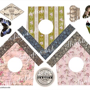 11 Pg LARGE BIRDHOUSES + Background Pages Fussy Cuts Roses Journal Cards ephemera Floral Birds Nature Journal Background Pages