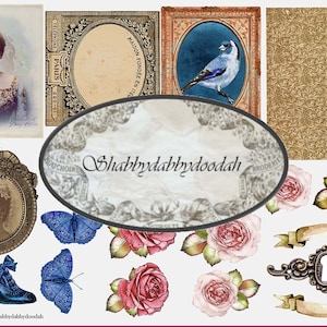 Perfect POCKET PACK Set 4 Cartes de correspondance Enveloppes et étiquettes Fussy Cuts - Fleurs sur le thème vintage Fussy Cuts paperasserie Billets Roses Garden Pink