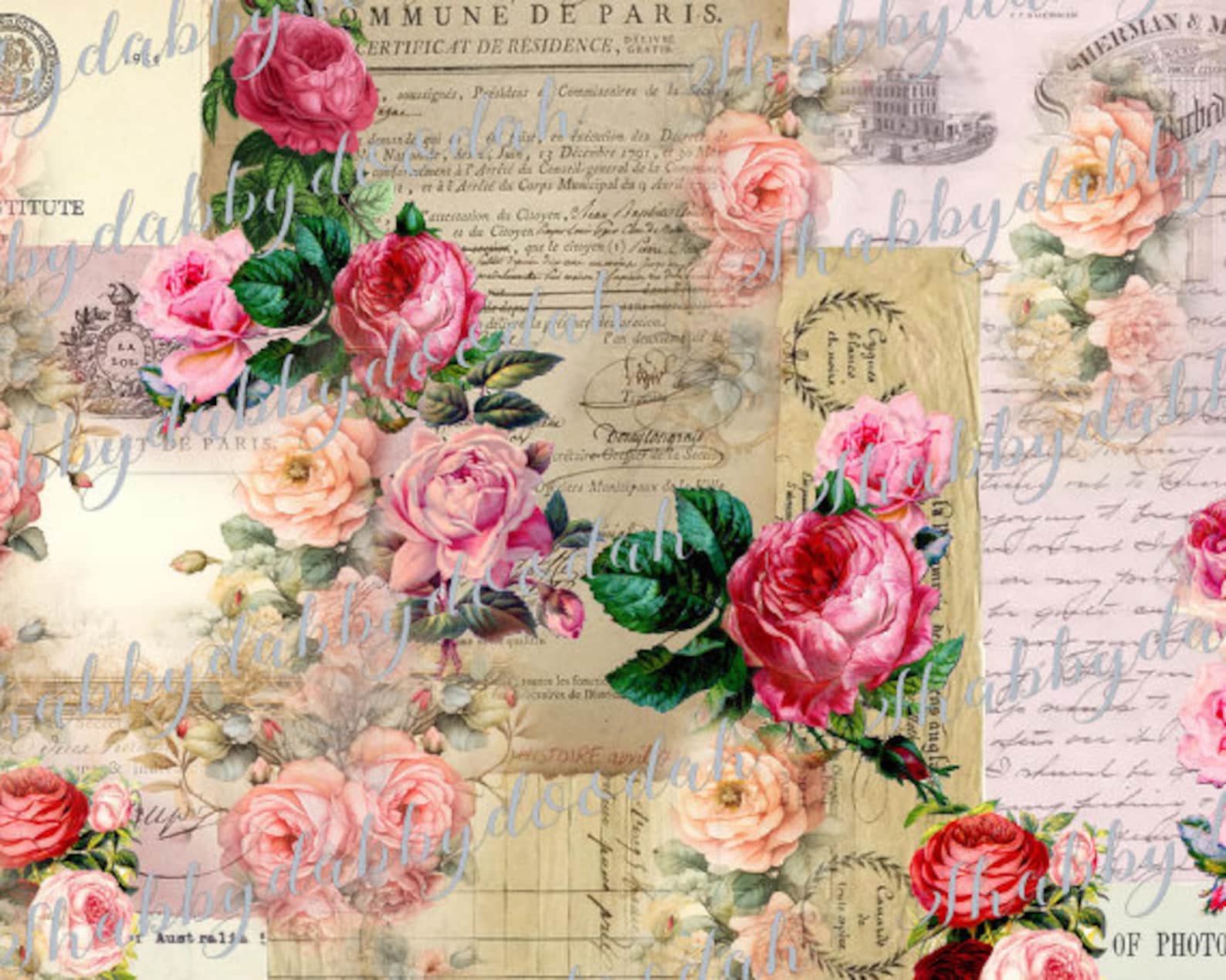 32 Pg the PINK ROSES COLLECTION Beautiful Background Pages Themed ...