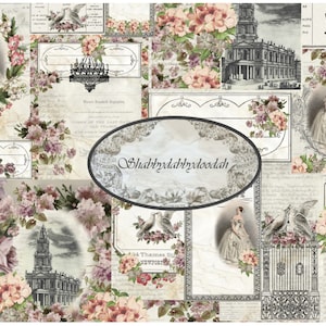 The Secret Garden 23 page Junk Journal Printable Kit Vintage Images - complete Travellers Notebooks digital Digi Floral Fussy Cuts Ladies