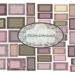 2 pg LOVELY LABELS PINK Set French Vintage Themed Fussy Cuts Set of Framed Embellishment Digital Printable ephemera Frames Ephemera