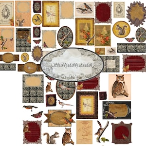 57 pc FABULOUS FALL Herfst thema Fussy Cuts Journaling Cards Junk Journal Printable - Card Making Ephemera leuke Labels Tags Complete Set