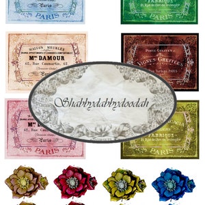 Vibrantes ETIQUETAS PARISIANAS Notecards Envelopes e Etiquetas Cortes exigentes - Flores Vintage temático Cortes exigentes papelada Ingressos Rosas Senhoras Rosa