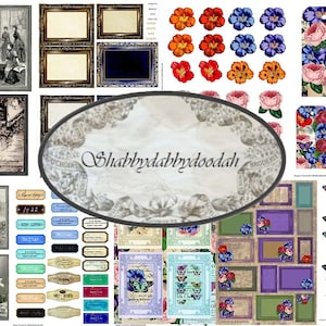 ESSENTIALS 40 pagina's ongewenste JOURNAL BASICS Complete kit Vintage achtergrondpagina's Journal-kaarten Digitale papieren Tags Etiketten Frames Afdrukbaar