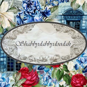 13 Pg MARIBELLE Papéis de estilo vintage e páginas de fundo de impressão digital azul floral, cartões de diário, lixo para impressão