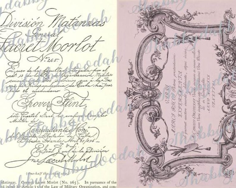 Peut inclure: Un document vintage avec des bordures orn&eacute;es et du texte en &eacute;criture cursive. Le document est intitul&eacute; "Division Matanzas" et comprend le texte "General Lavet Morlot (No. 265)".