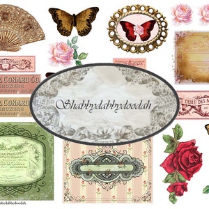 Perfect POCKET PACK Set 6 Notecards Envelopes & Labels Fussy Cuts -  Flowers Vintage Themed Fussy Cuts paperwork Tickets Roses Garden Pink