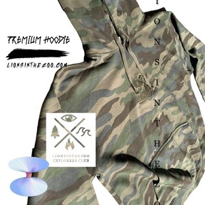 Camo Hoodie Embroidered Explorers Club (Premium Cotton) Made In The USA