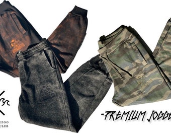 Explorers Club Organic Cotton Joggers: Camo, Mineral Wash, Rust